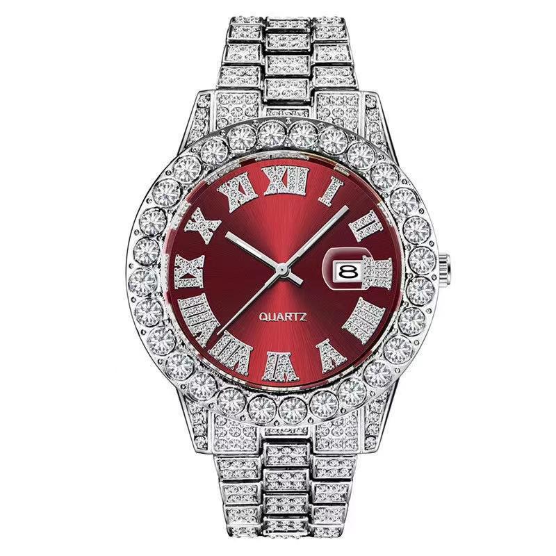 Hip hop full diamond men's watch personality large dial calendar fashion watch