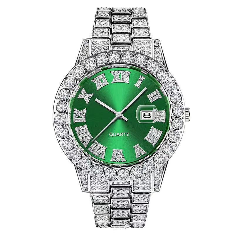 Hip hop full diamond men's watch personality large dial calendar fashion watch