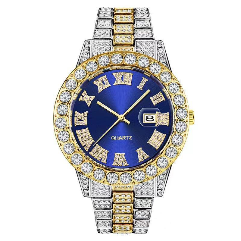 Hip hop full diamond men's watch personality large dial calendar fashion watch