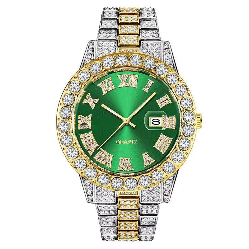 Hip hop full diamond men's watch personality large dial calendar fashion watch