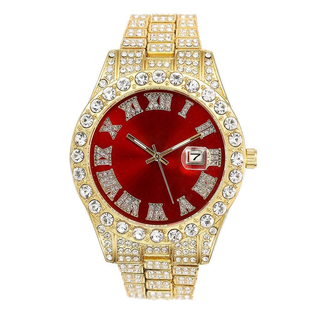 Hip hop full diamond men's watch personality large dial calendar fashion watch