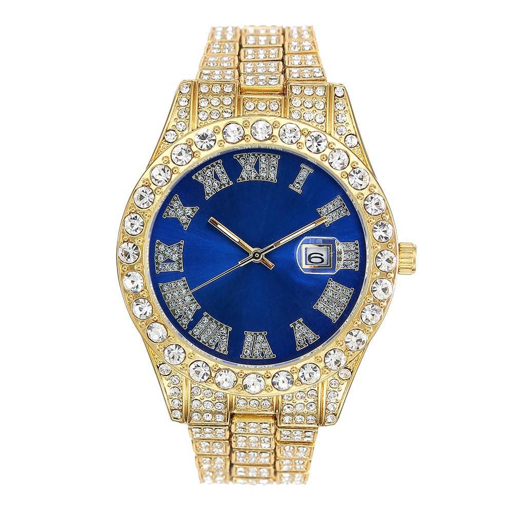 Hip hop full diamond men's watch personality large dial calendar fashion watch
