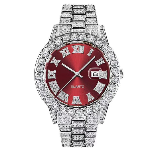 Hip hop full diamond men's watch personality large dial calendar fashion watch