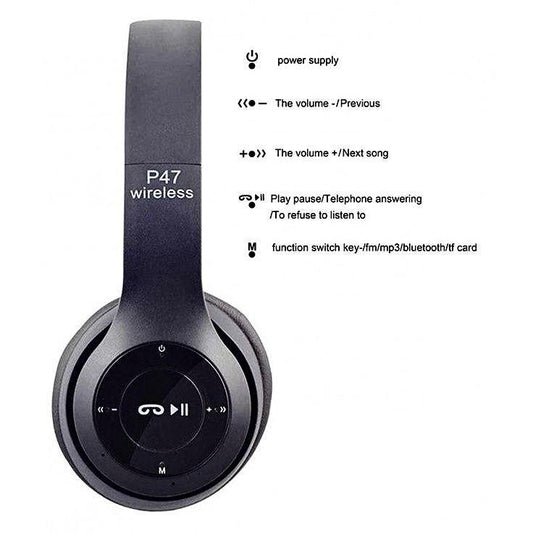 Wireless stereo headphones black